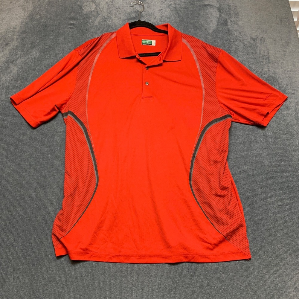 Ben Hogen Performance Polo Shirt Mens XL Red Striped Short Sleeve Golf Tennis